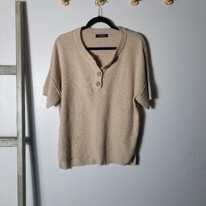 LILLUSORY TAN KNIT BLOUSE SIZE MEDIUM